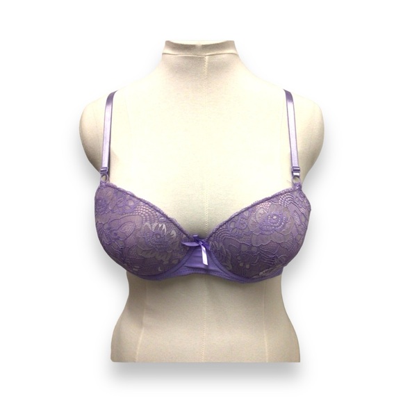 Sofra Women’s Lace Front Push Up Padded Bra with Underwire, Lilac, size 40C - Picture 1 of 10